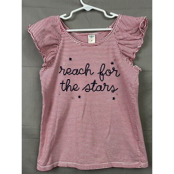 OshKosh B'gosh Girls Reach for the Stars Red Striped Shirt, Size 8 - Picture 5 of 5